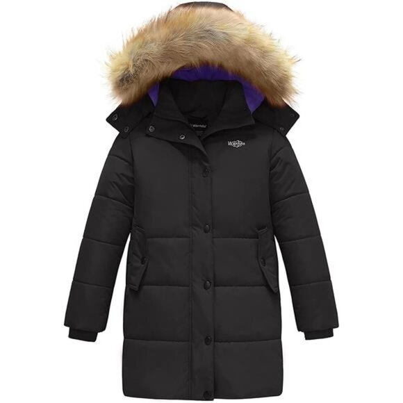Girl's Water Resistant Winter Coat Thicken Fleece Lined Puffer Jacket